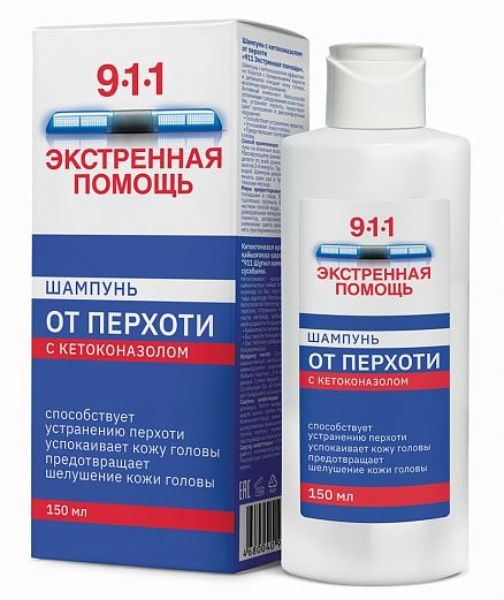 Изображение товара Шампунь с Кетоконазолом 911 Экстренная помощь от Перхоти Мирролла 150мл Шампунь с Кетоконазолом 911 Экстренная помощь от Перхоти Мирролла 150мл фотография