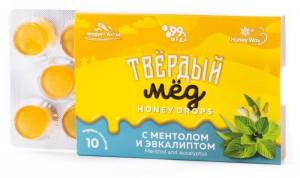 Твердый мед HoneyDrops Ментол и Эвкалипт 30г